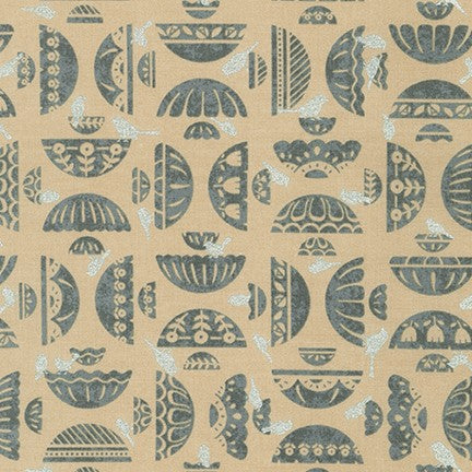 Songbird Vases in Taupe quilting fabric by Robert Kaufman
