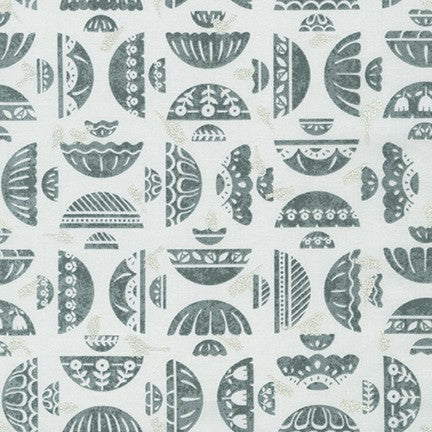 Songbird Vases in Fog quilting fabric by Robert Kaufman
