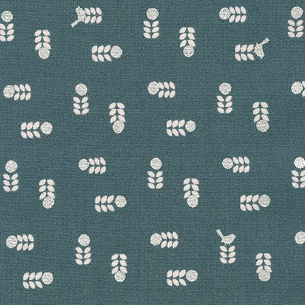 Songbird Leaves in Slate quilting fabric by Robert Kaufman