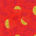 Brushy Half Circles Metallic in Tomato quilting fabric by Robert Kaufman