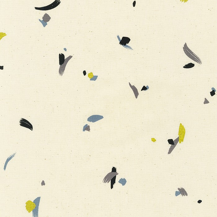 Brushy Brushstrokes Metallic in Natural quilting fabric by Robert Kaufman