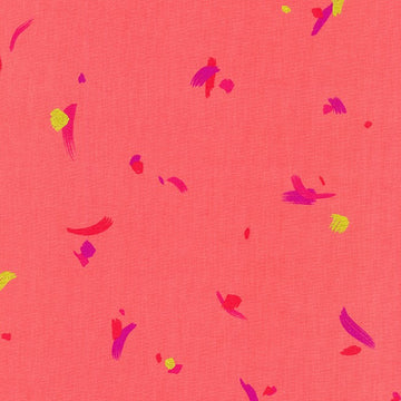Brushy Brushstrokes Metallic in Coral quilting fabric by Robert Kaufman