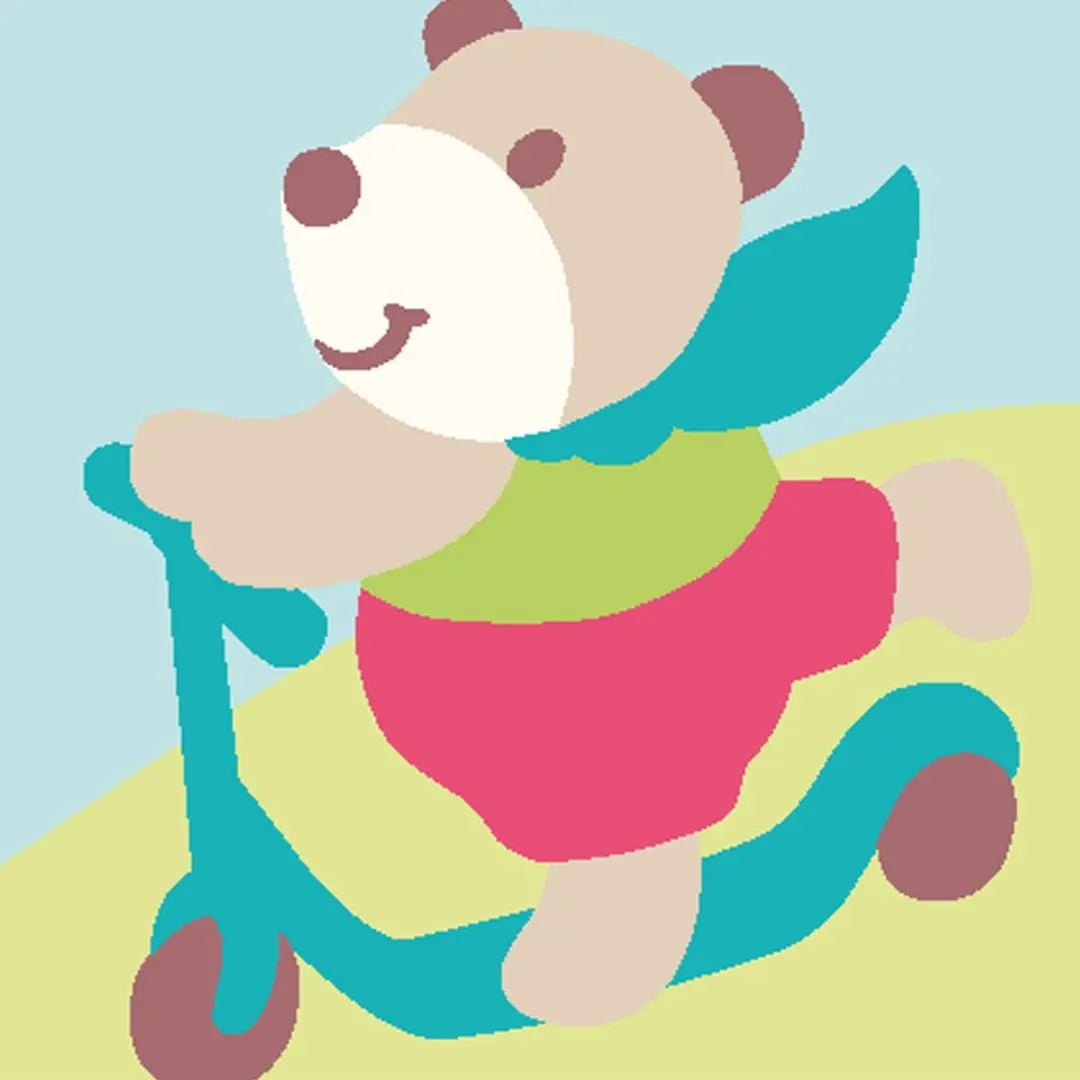 DMC Tapestry Kit - Kids Craft (Teddy Bear Riding a Scooter)